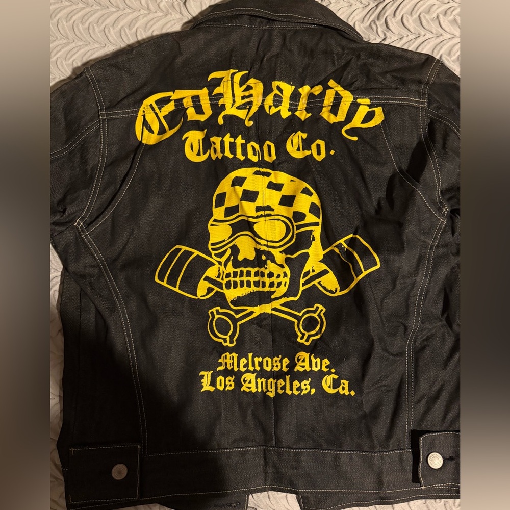 Ed Hardy Black Jacket with Yellow Skull Design